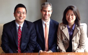 From left to right, Yukang Choi, CEO and founder of Teach for All Korea; Michael B. Horn; and Joy Choi of Teach for All Korea.